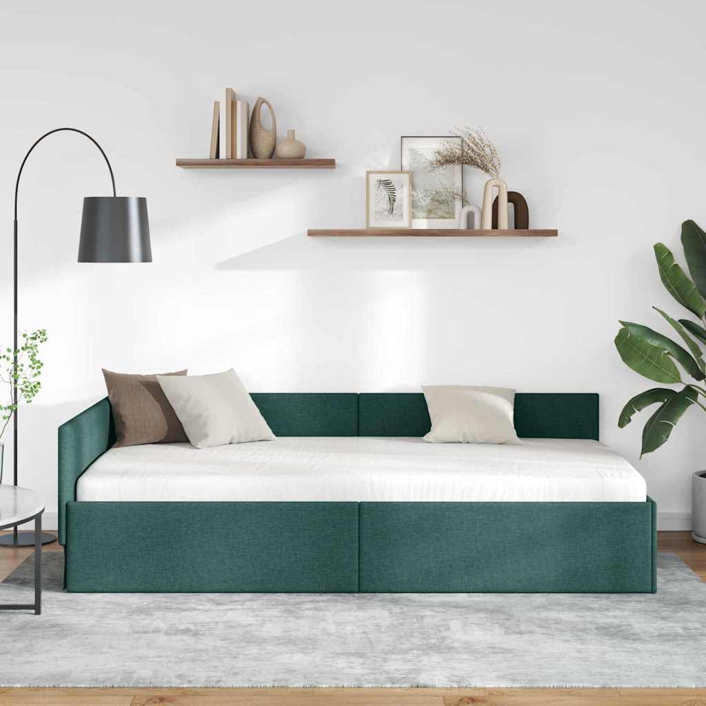Vidaxl hoekbedframe donkergroen 80 x 200 cm stof