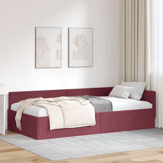 Vidaxl hoekbedframe wijnrood 90 x 190 cm stof