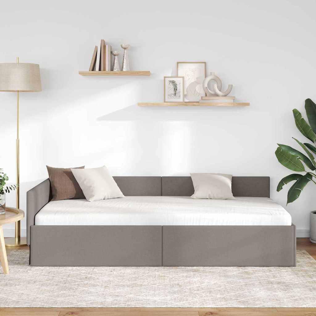 Vidaxl hoekbedframe taupe 90 x 190 cm stof