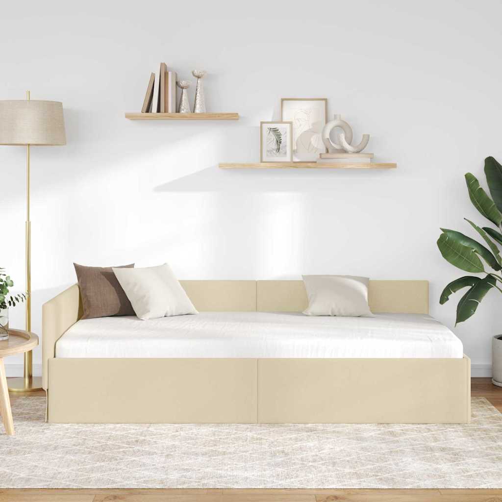 Vidaxl hoekbedframe crème 90 x 190 cm stof