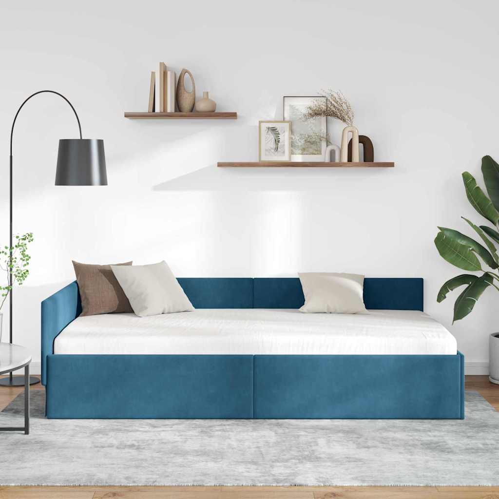 Vidaxl hoekbedframe blauw 80 x 200 cm fluweel