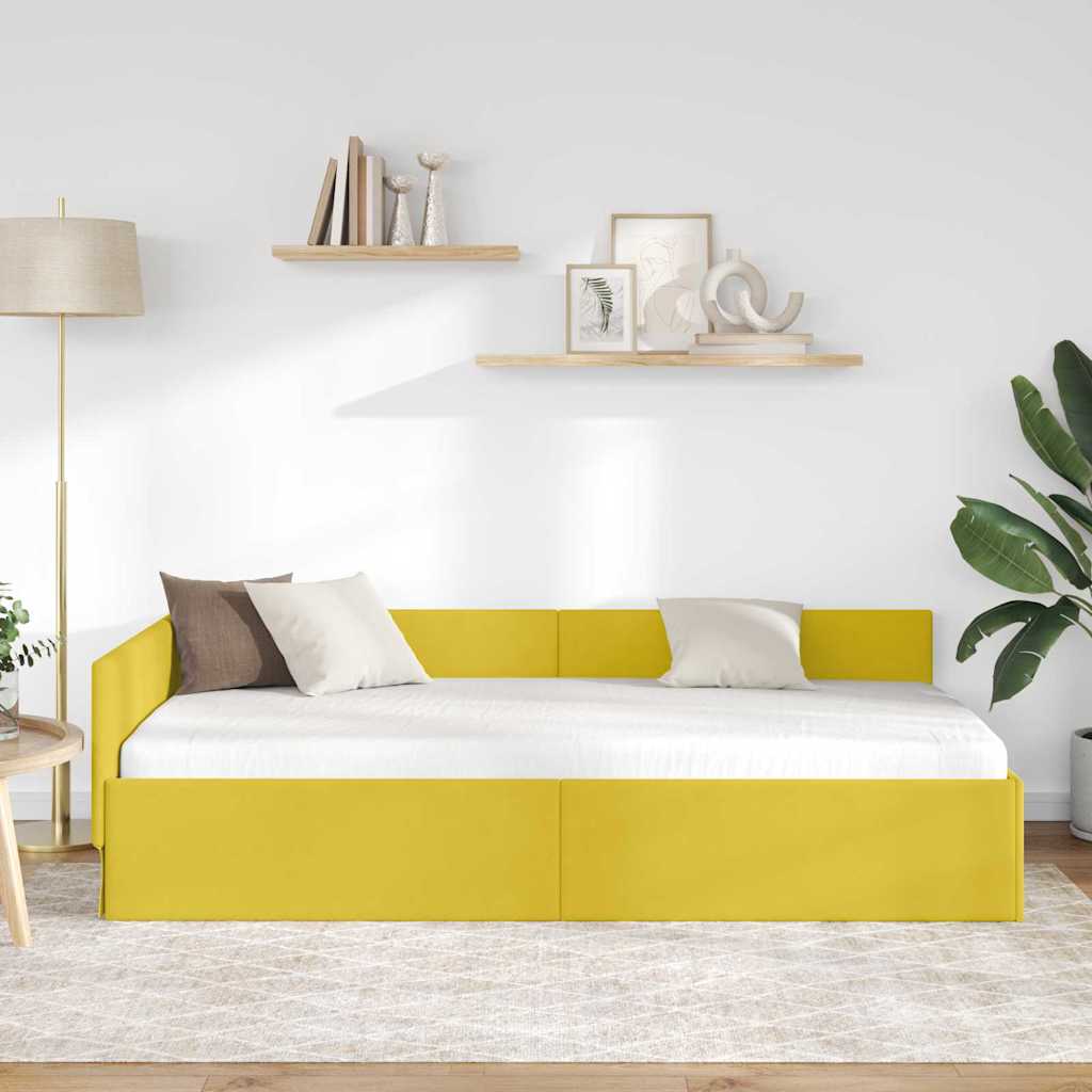 Vidaxl hoekbedframe geel 80 x 200 cm fluweel