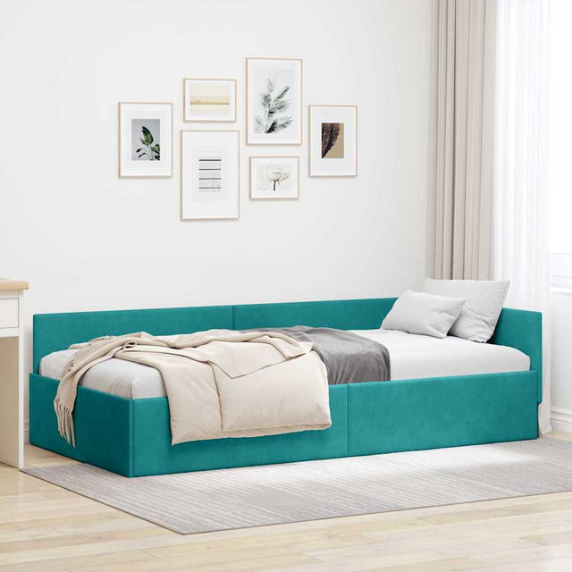 Vidaxl hoekbedframe turquoise 80 x 200 cm fluweel
