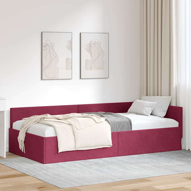 Vidaxl hoekbedframe wijnrood 90 x 190 cm fluweel