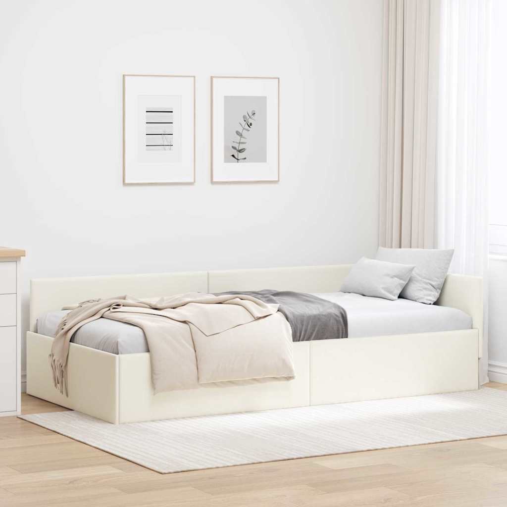 Vidaxl hoekbedframe crème 90 x 190 cm fluweel