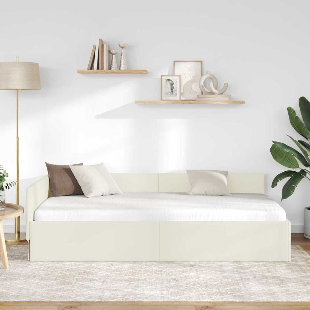 Vidaxl hoekbedframe crème 90 x 190 cm fluweel