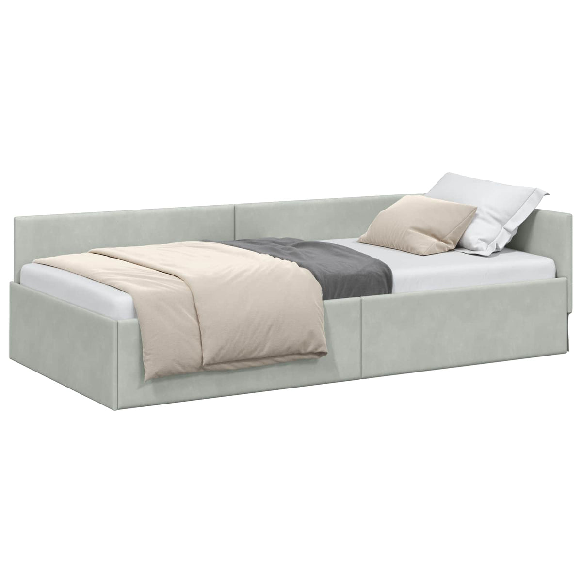 Vidaxl hoekbedframe lichtgrijs 90 x 200 cm fluweel