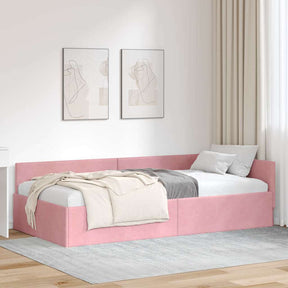 Vidaxl hoekbedframe roze 90 x 200 cm fluweel