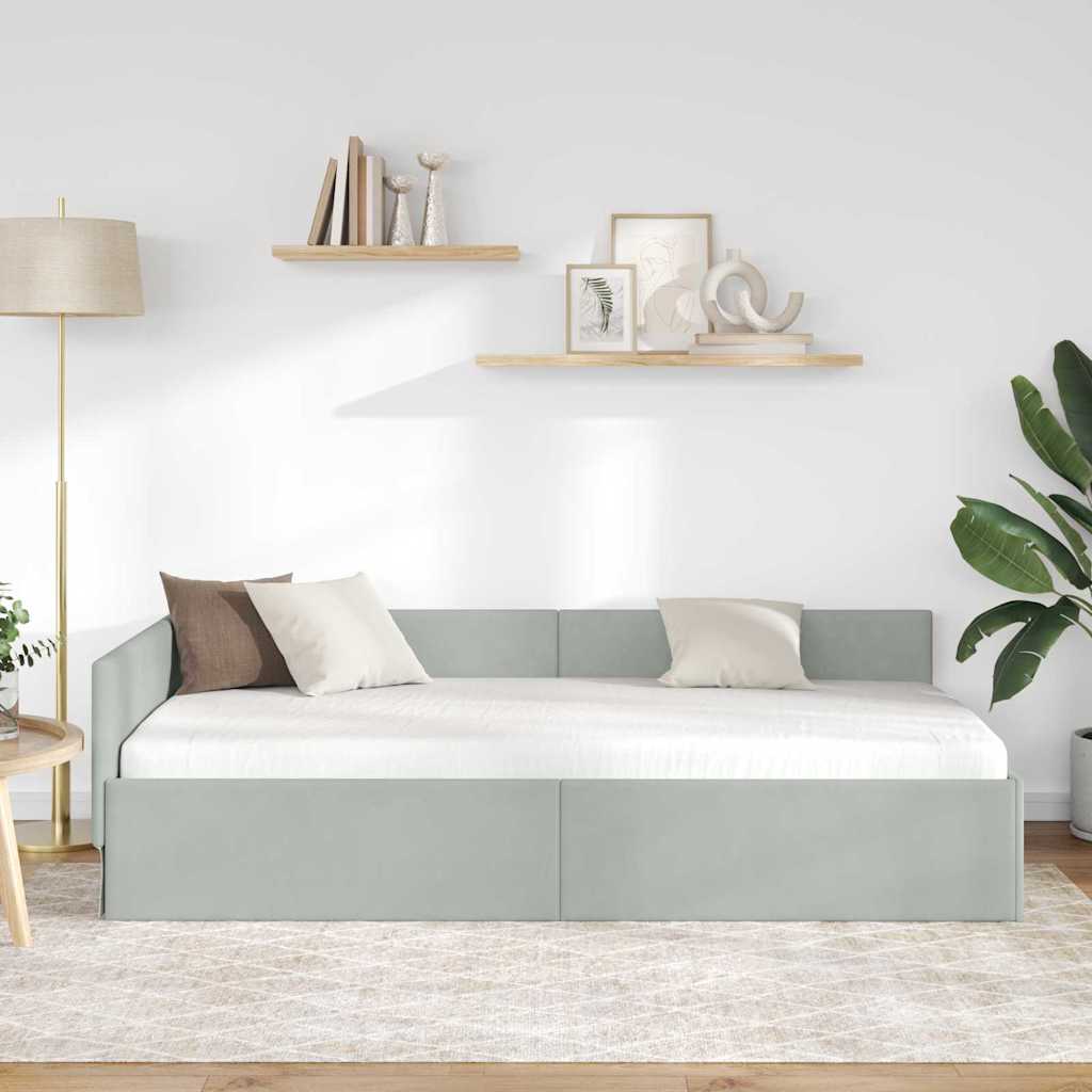 Vidaxl hoekbedframe met hoofdeinde lichtgrijs 100 cm x 200 cm fluweel