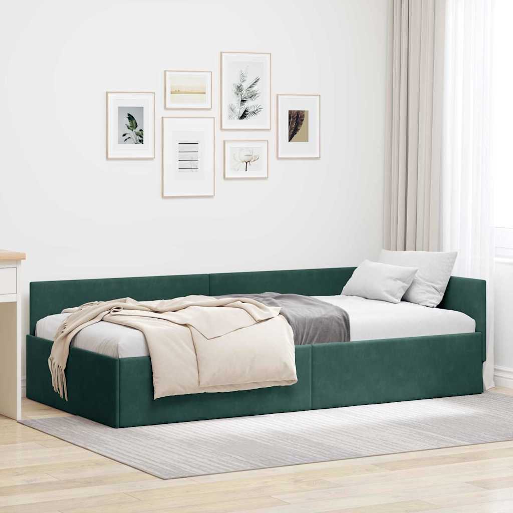 Vidaxl hoekbedframe donkergroen 100 x 200 cm fluweel
