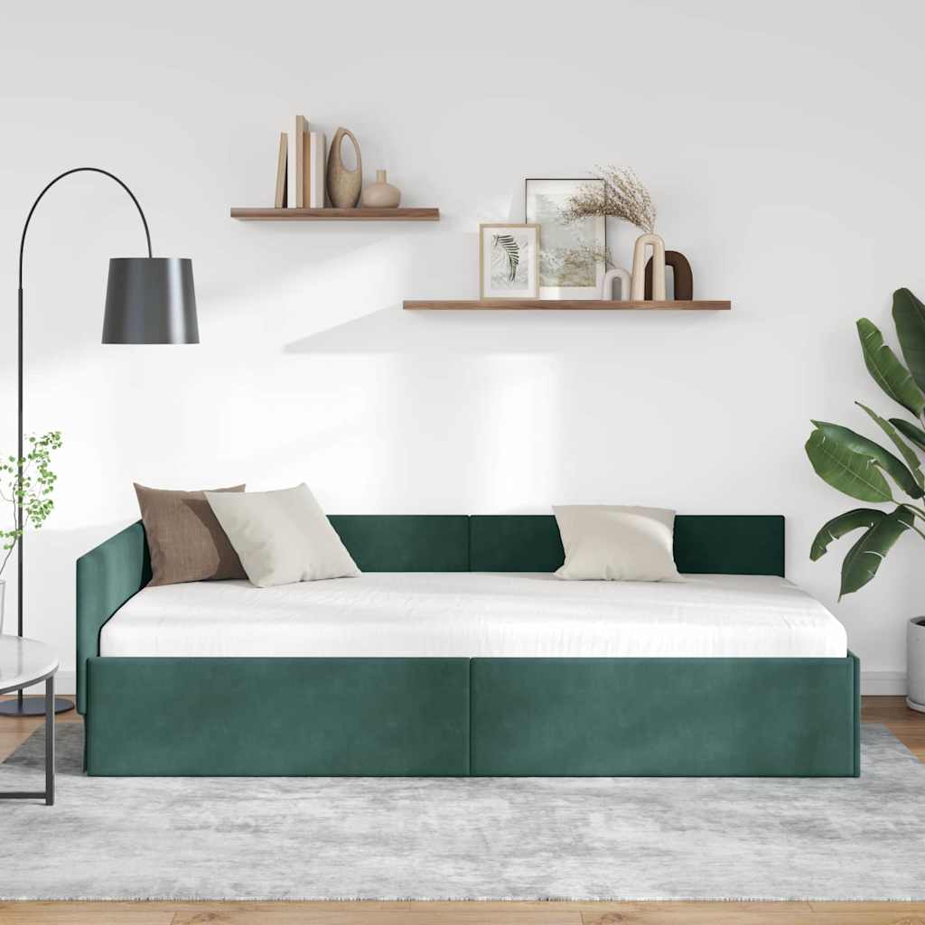 Vidaxl hoekbedframe donkergroen 100 x 200 cm fluweel