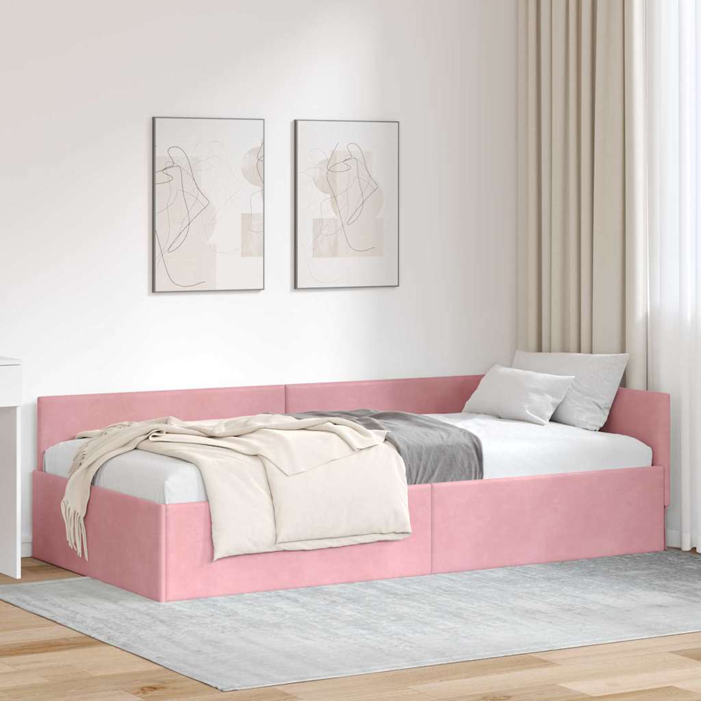 Vidaxl hoekbedframe roze 100 x 200 cm fluweel