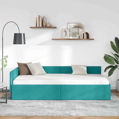Vidaxl hoekbedframe turquoise 100 x 200 cm fluweel