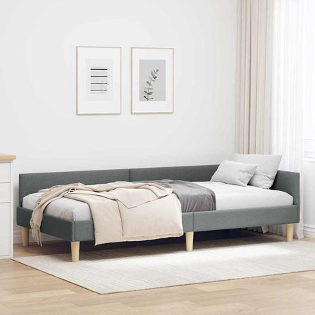 Vidaxl hoekbedframe donkergrijs 90 x 190 cm stof