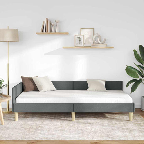 Vidaxl hoekbedframe donkergrijs 90 x 190 cm stof