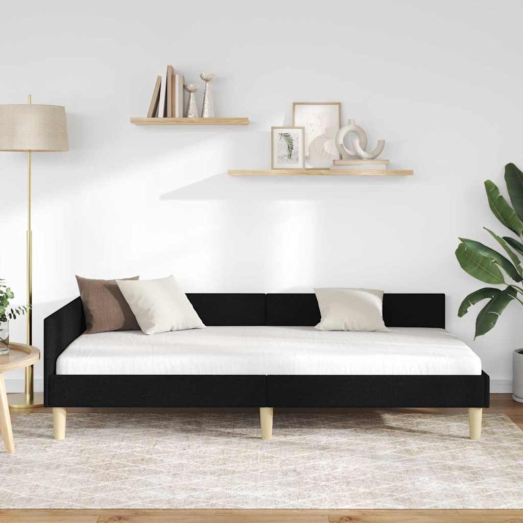 Vidaxl hoekbedframe zwart 90 x 190 cm stof