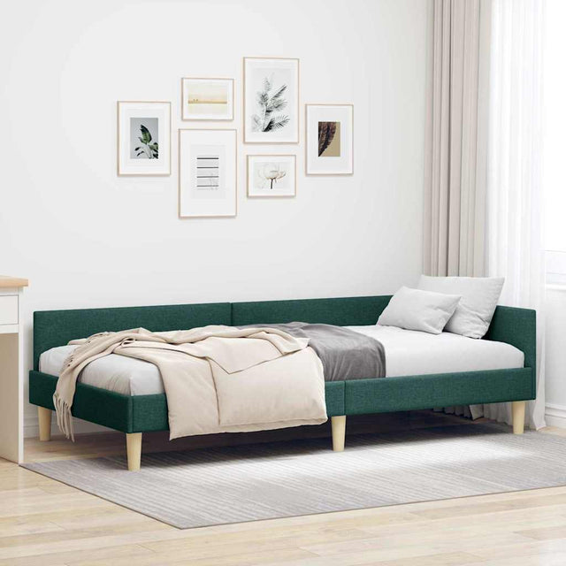 Vidaxl hoekbedframe donkergroen 90 x 190 cm stof
