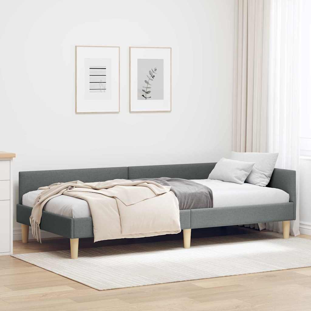Vidaxl hoekbedframe donkergrijs 100 x 200 cm stof
