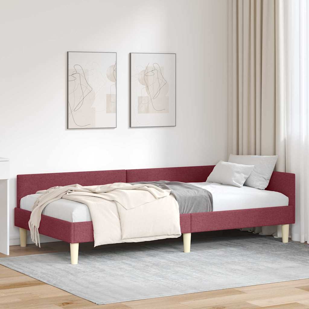 Vidaxl hoekbedframe wijnrood 100 x 200 cm stof