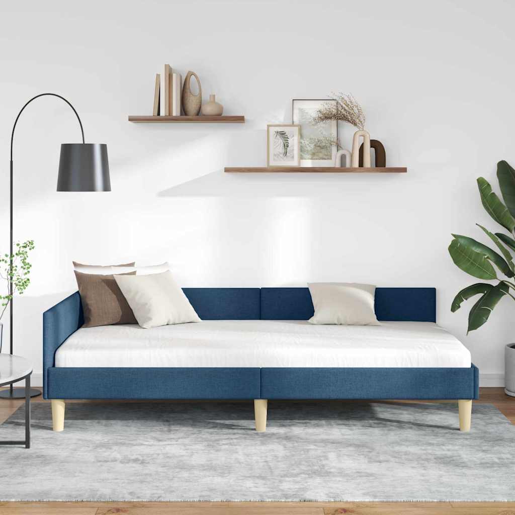 Vidaxl hoekbedframe blauw 100 x 200 cm stof