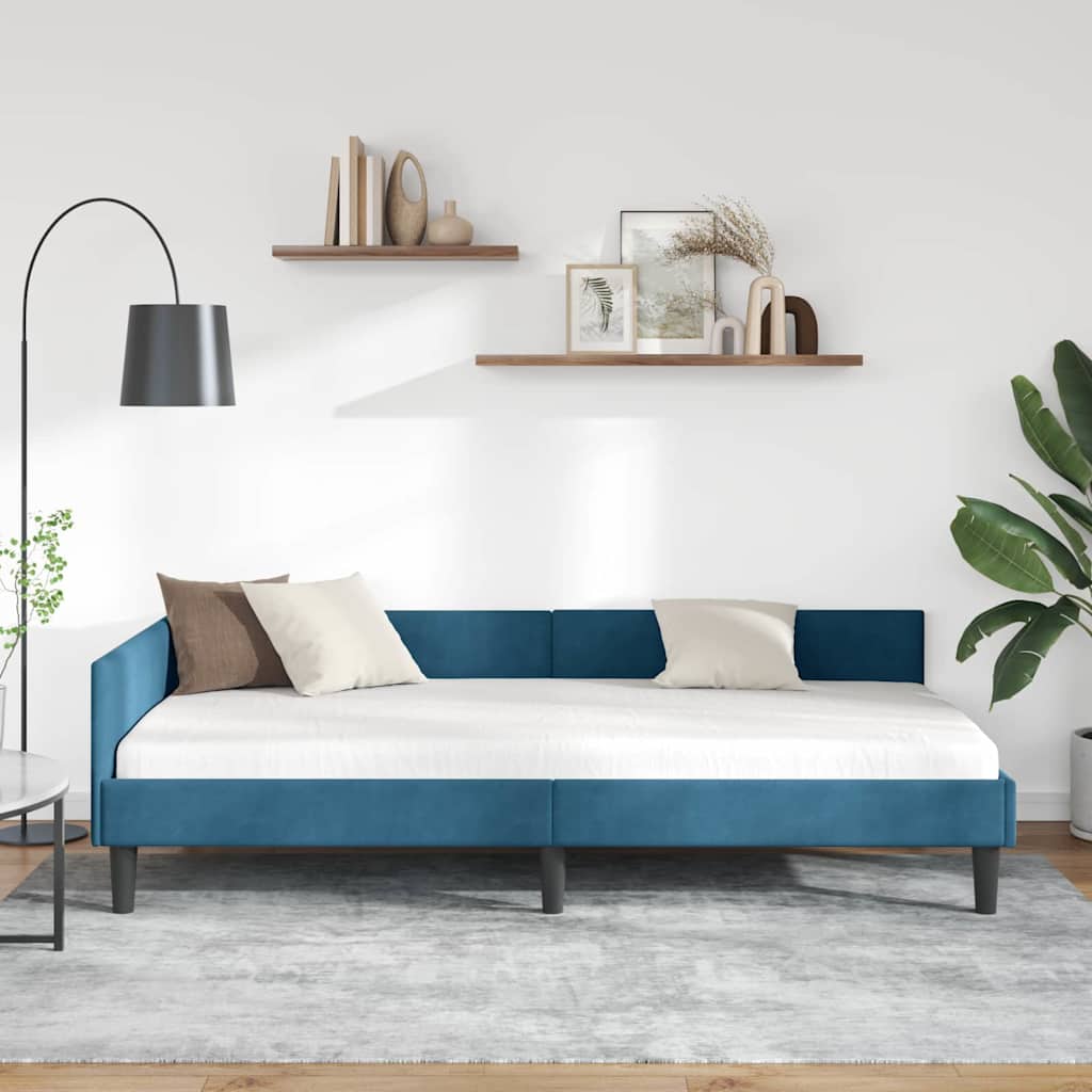 Vidaxl hoekbedframe blauw 80 x 200 cm fluweel