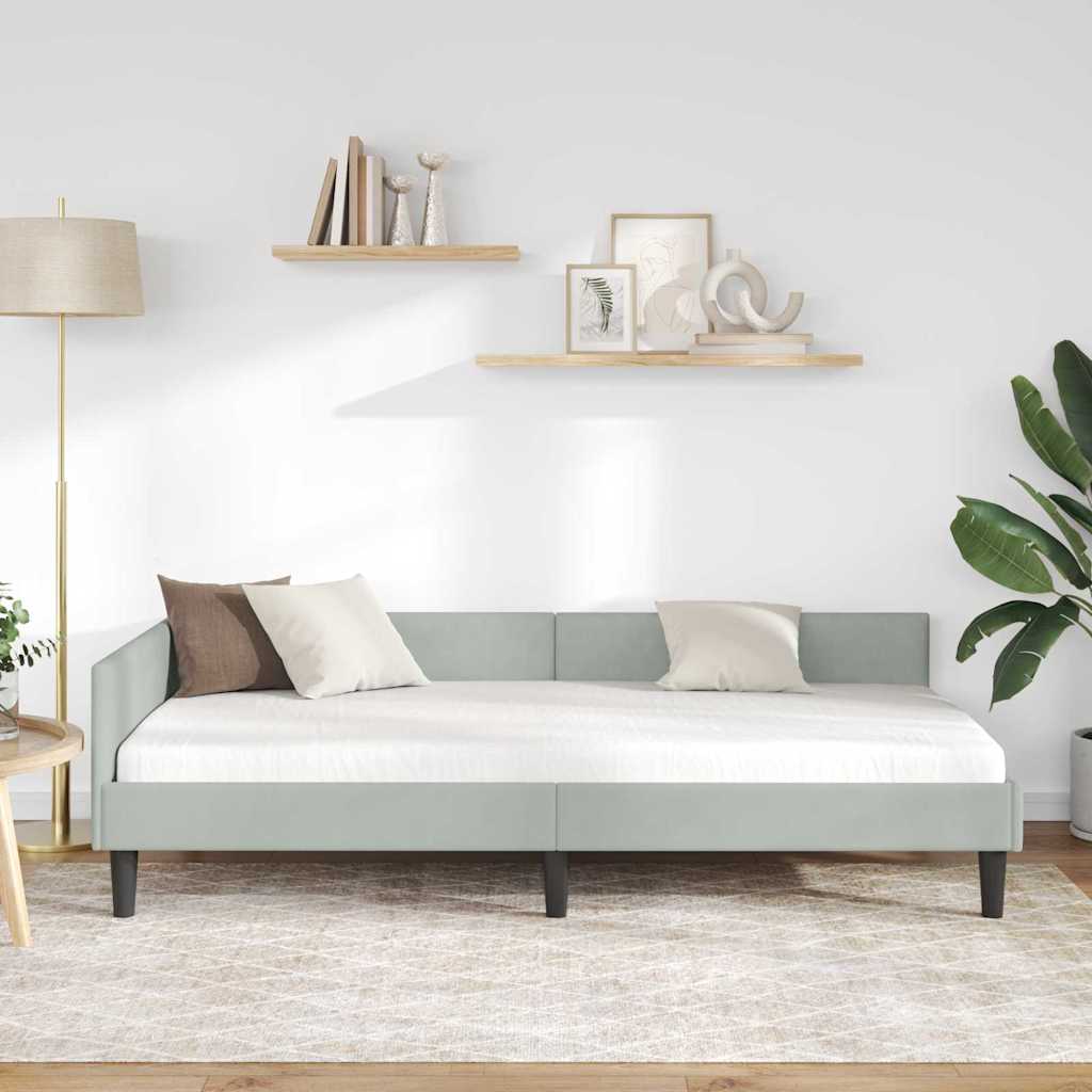 Vidaxl hoekbedframe lichtgrijs 80 x 200 cm fluweel