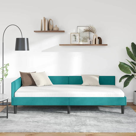Vidaxl hoekbedframe turquoise 80 x 200 cm fluweel