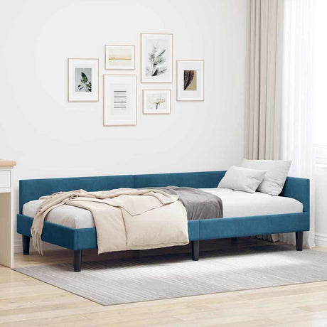 Vidaxl hoekbedframe met hoofdeinde blauw 90 cm x 190 cm fluweel