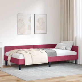 Vidaxl hoekbedframe wijnrood 90 x 190 cm fluweel