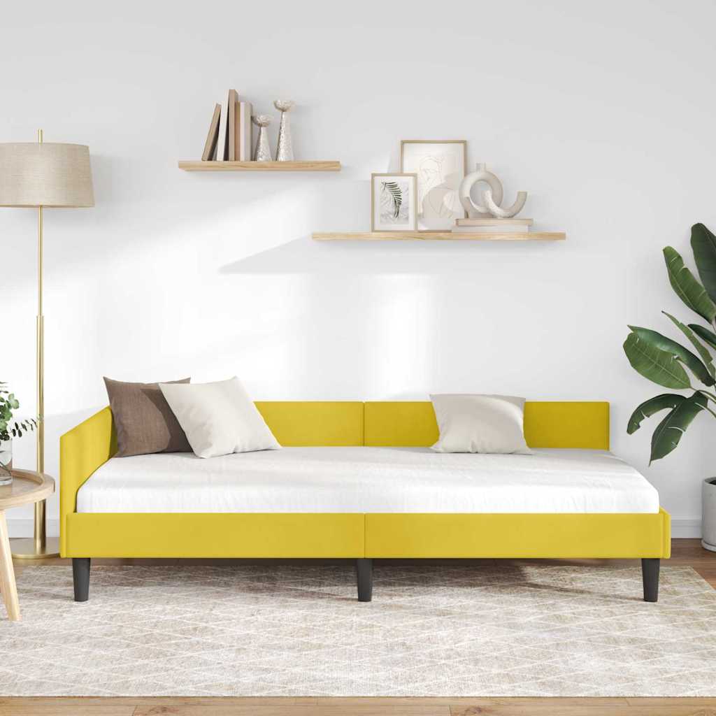 Vidaxl hoekbedframe geel 90 x 190 cm fluweel