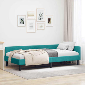 Vidaxl hoekbedframe turquoise 90 x 190 cm fluweel