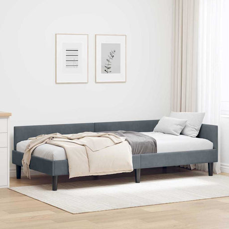 Vidaxl hoekbedframe donkergrijs 90 x 200 cm fluweel