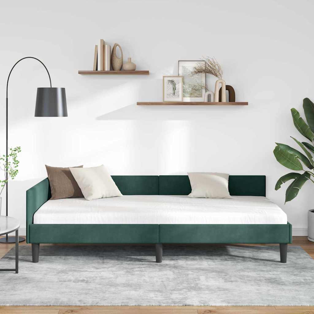 Vidaxl hoekbedframe donkergroen 90 x 200 cm fluweel