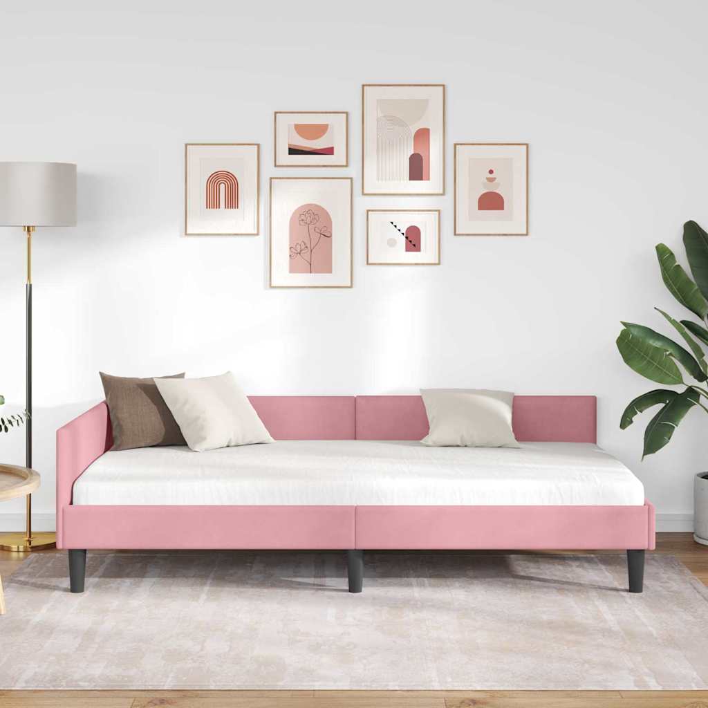Vidaxl hoekbedframe roze 90 x 200 cm fluweel
