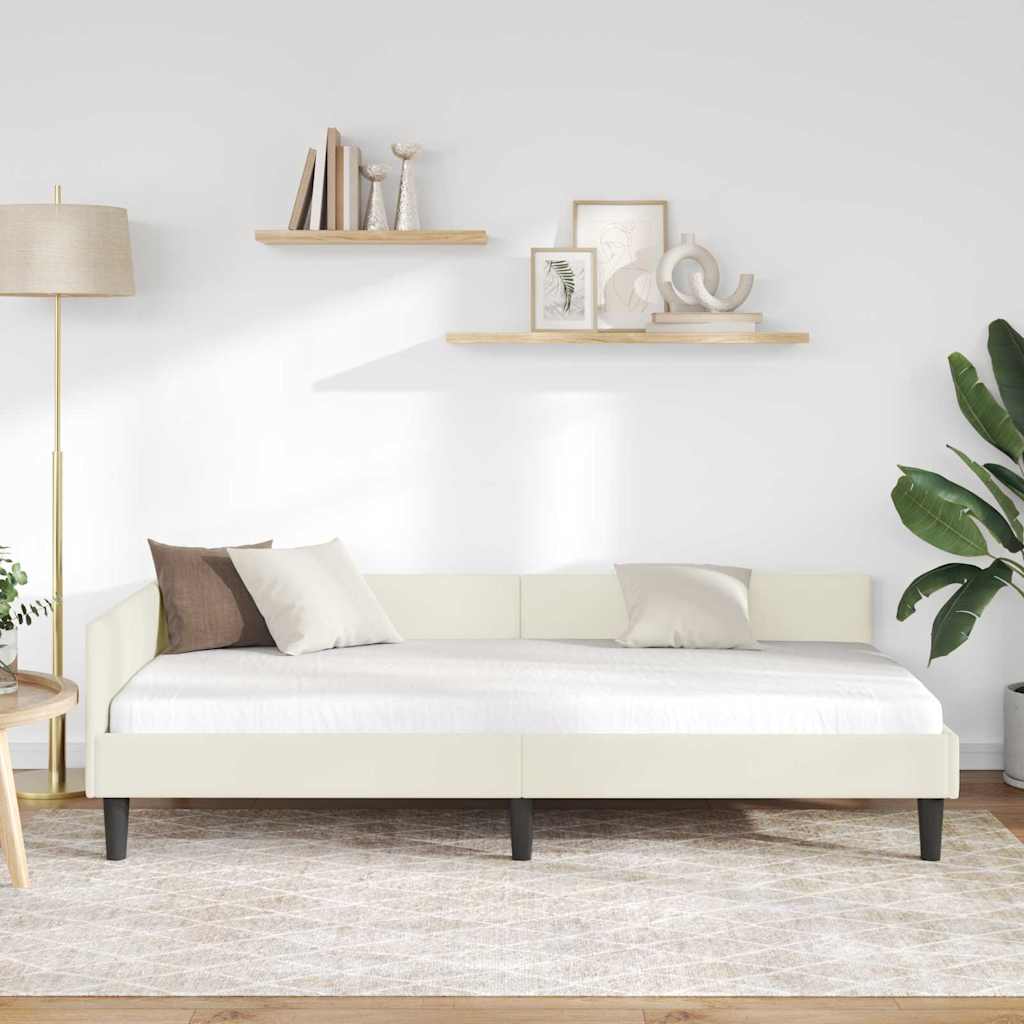 Vidaxl hoekbedframe crème 90 x 200 cm fluweel