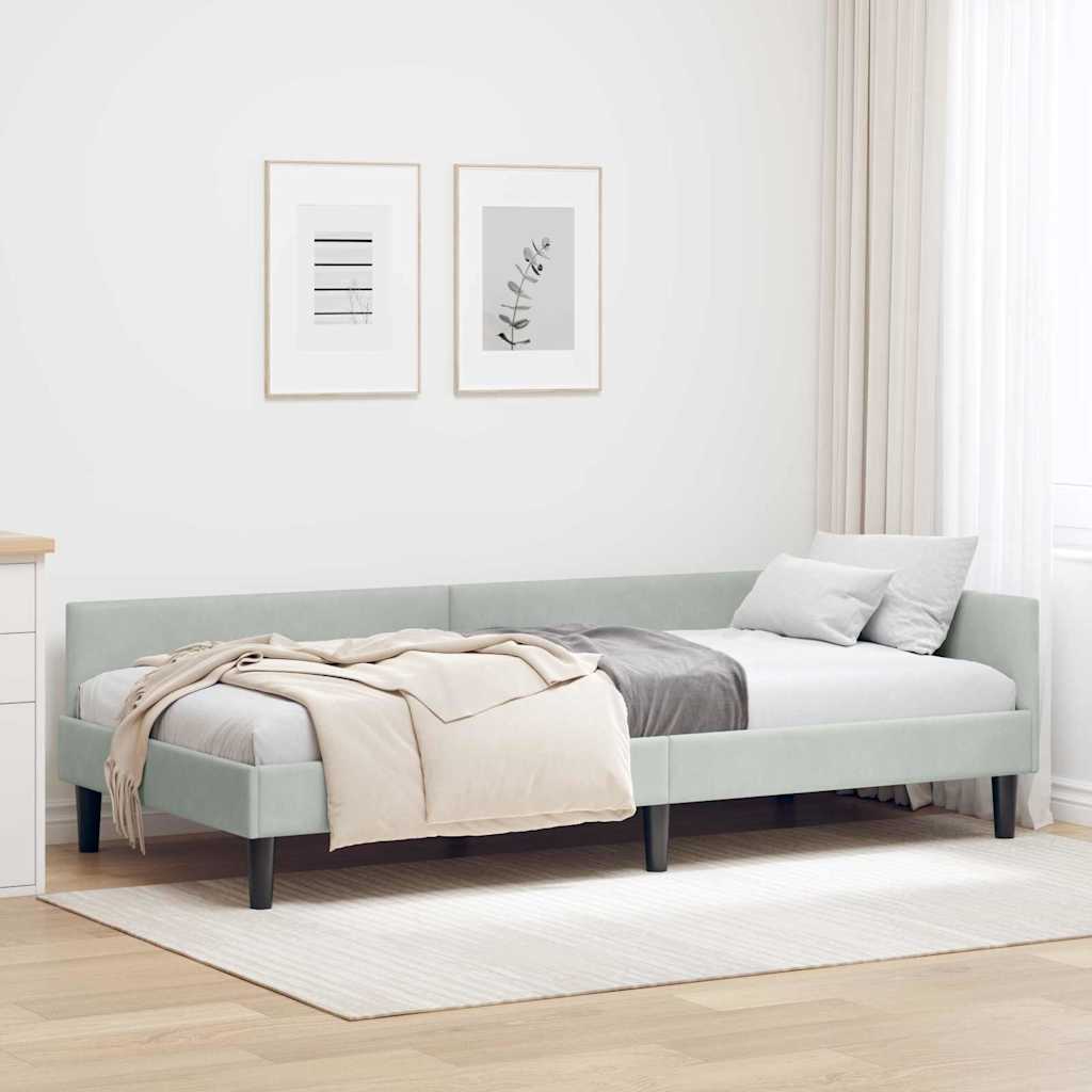 Vidaxl hoekbedframe lichtgrijs 100 x 200 cm fluweel