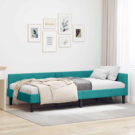 Vidaxl hoekbedframe turquoise 100 x 200 cm fluweel