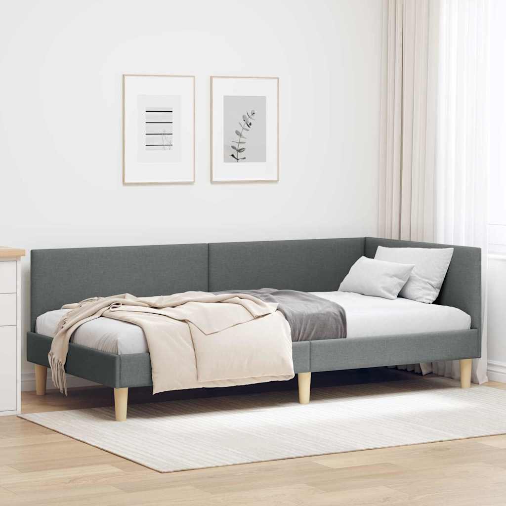Vidaxl hoekbedframe donkergrijs 80 x 200 cm stof