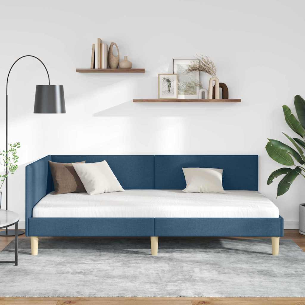 Vidaxl hoekbedframe blauw 80 x 200 cm stof
