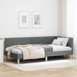 Vidaxl hoekbedframe donkergrijs 90 x 190 cm stof