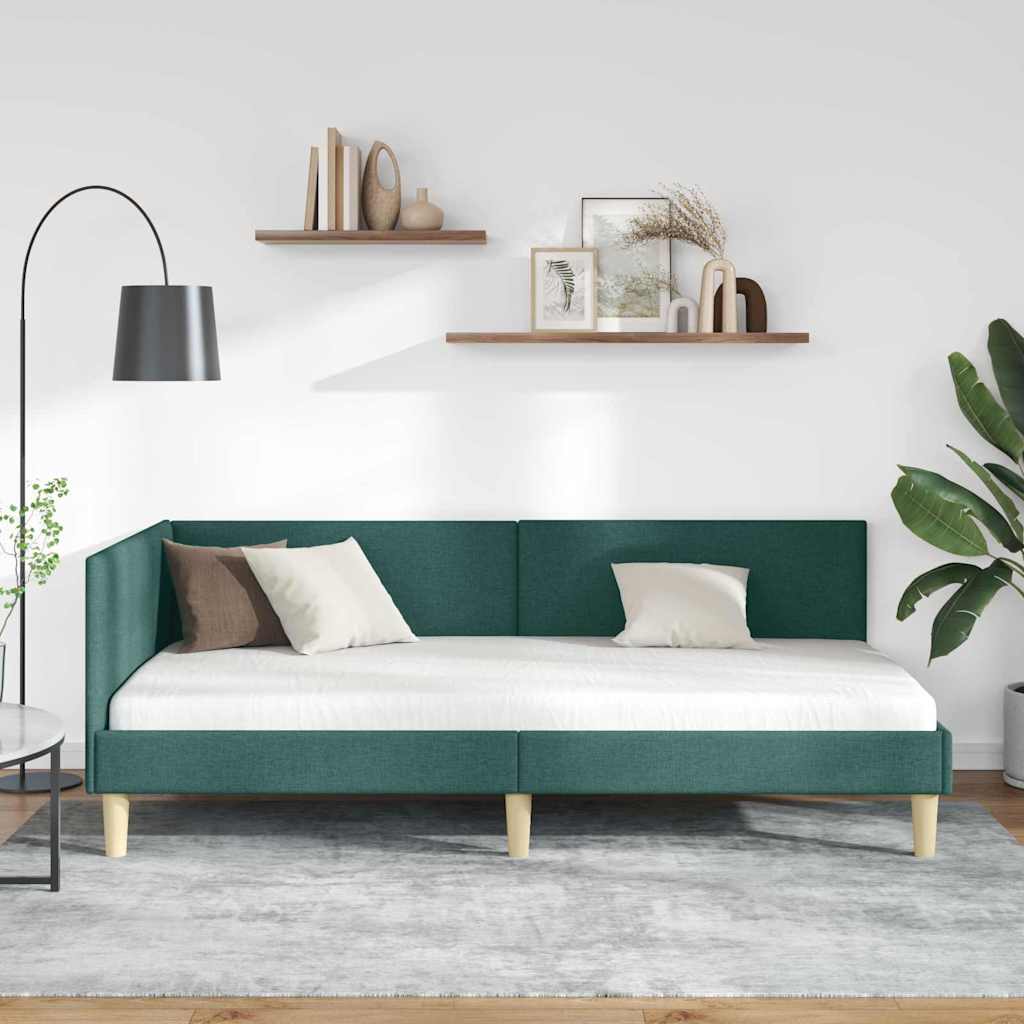 Vidaxl hoekbedframe donkergroen 90 x 190 cm stof