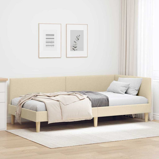 Vidaxl hoekbedframe crème 90 x 190 cm stof