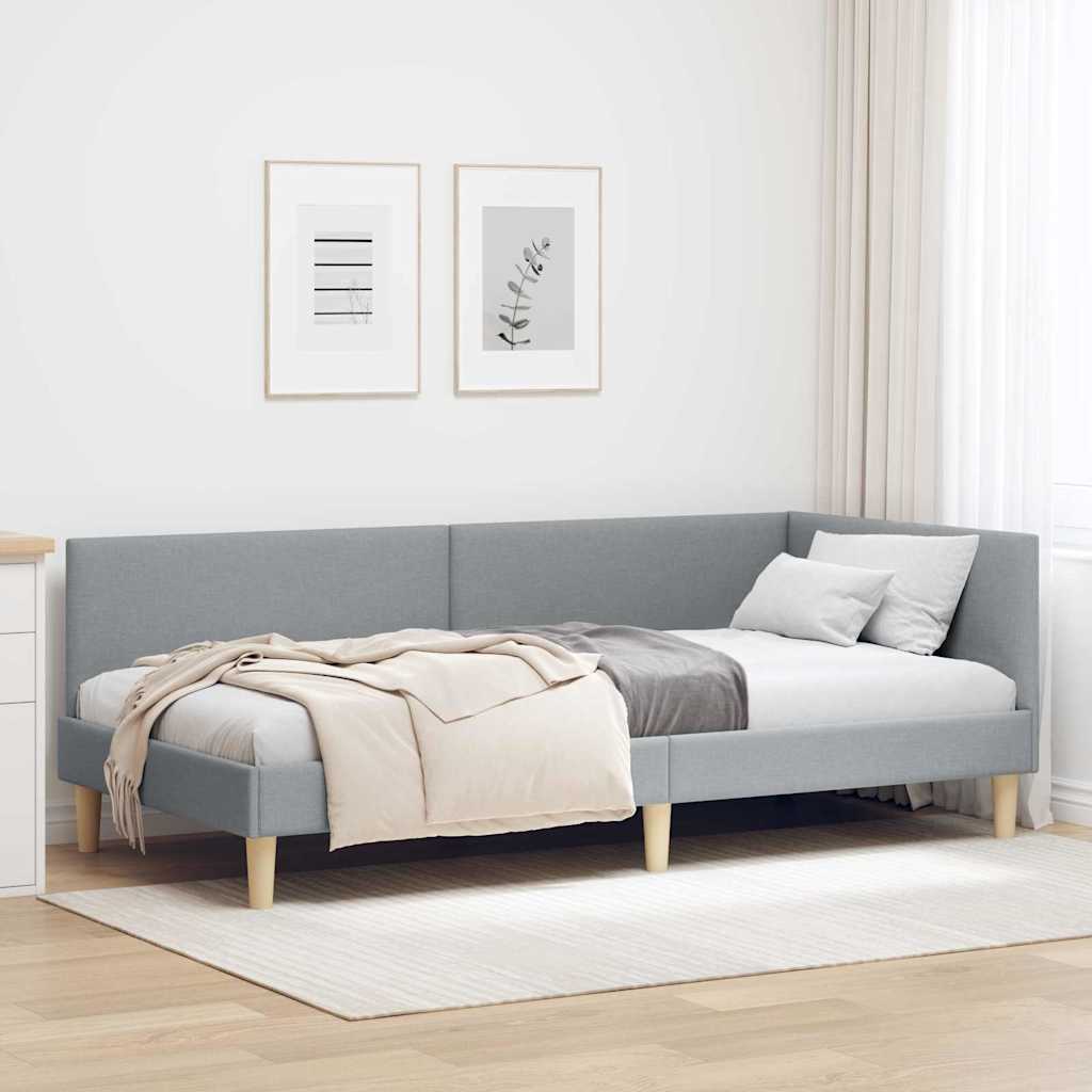Vidaxl hoekbedframe lichtgrijs 90 x 200 cm stof