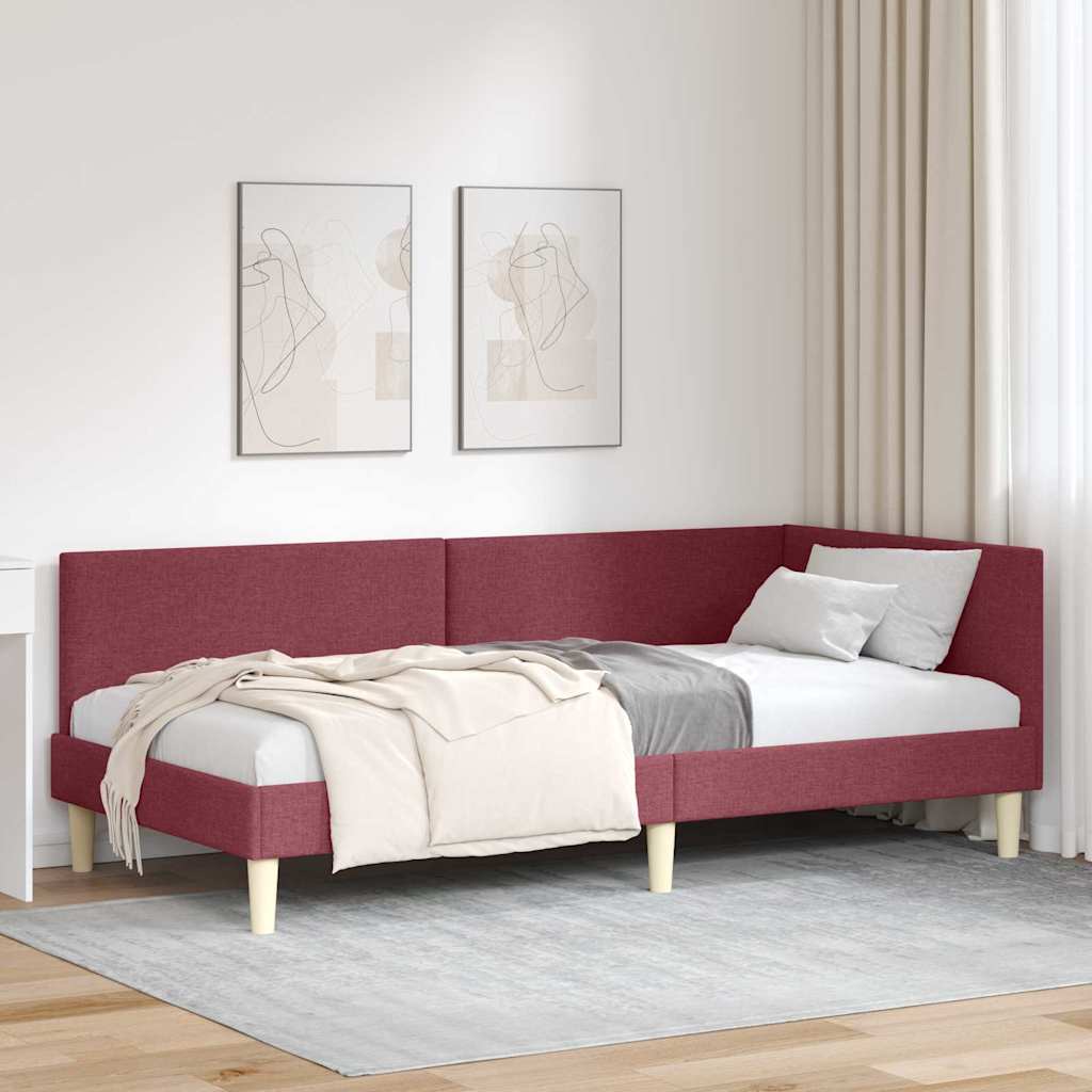Vidaxl hoekbedframe wijnrood 90 x 200 cm stof