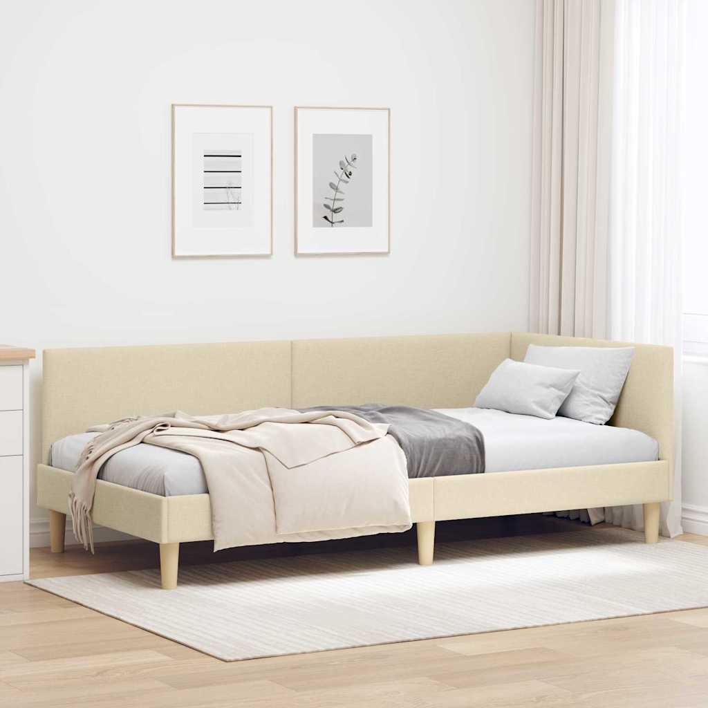 Vidaxl hoekbedframe crème 90 x 200 cm stof