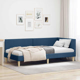 Vidaxl hoekbedframe blauw 90 x 200 cm stof