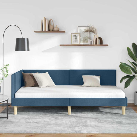 Vidaxl hoekbedframe blauw 90 x 200 cm stof
