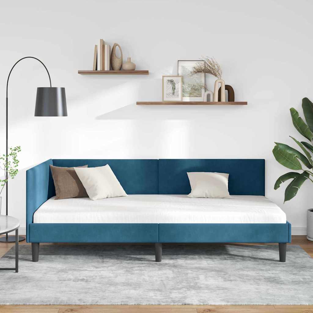 Vidaxl hoekbedframe blauw 90 x 190 cm fluweel
