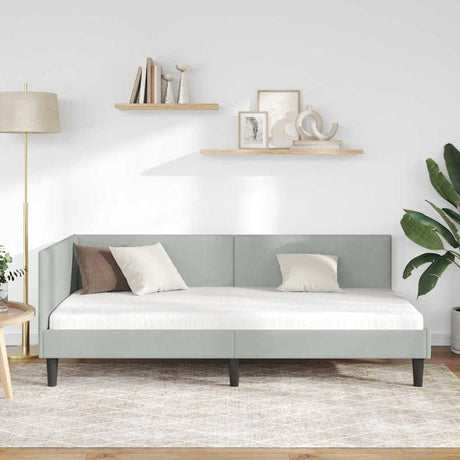 Vidaxl hoekbedframe lichtgrijs 90 x 190 cm fluweel