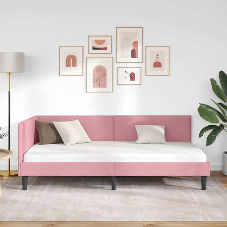 Vidaxl hoekbedframe roze 90 x 190 cm fluweel
